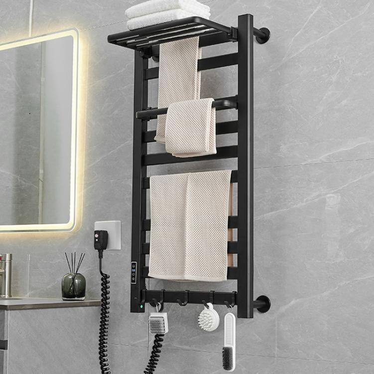 Smart Touchscreen Display Electric Heated Towel Rack Bathroom Drying Rack, Large Platinum Right Wiring, Large Platinum Left Wiring, Large White Right Wiring, Large White Left Wiring, Large Black Right Wiring, Large Black Left Wiring