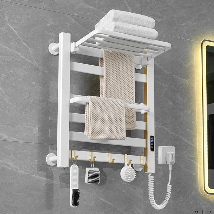 Smart Touchscreen Display Electric Heated Towel Rack Bathroom Drying Rack, Large Platinum Right Wiring, Large Platinum Left Wiring, Large White Right Wiring, Large White Left Wiring, Large Black Right Wiring, Large Black Left Wiring