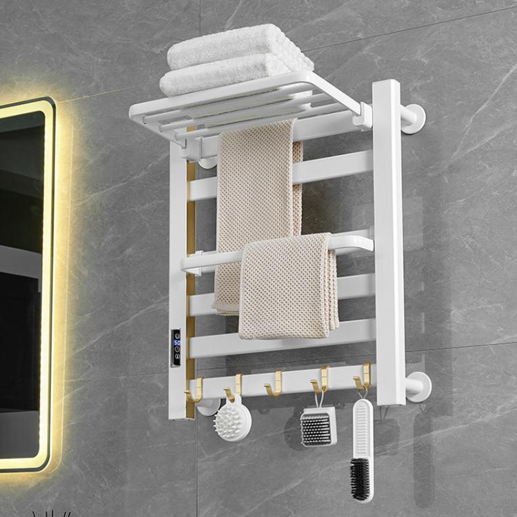 Smart Touchscreen Display Electric Heated Towel Rack Bathroom Drying Rack, Large Platinum Right Wiring, Large Platinum Left Wiring, Large White Right Wiring, Large White Left Wiring, Large Black Right Wiring, Large Black Left Wiring