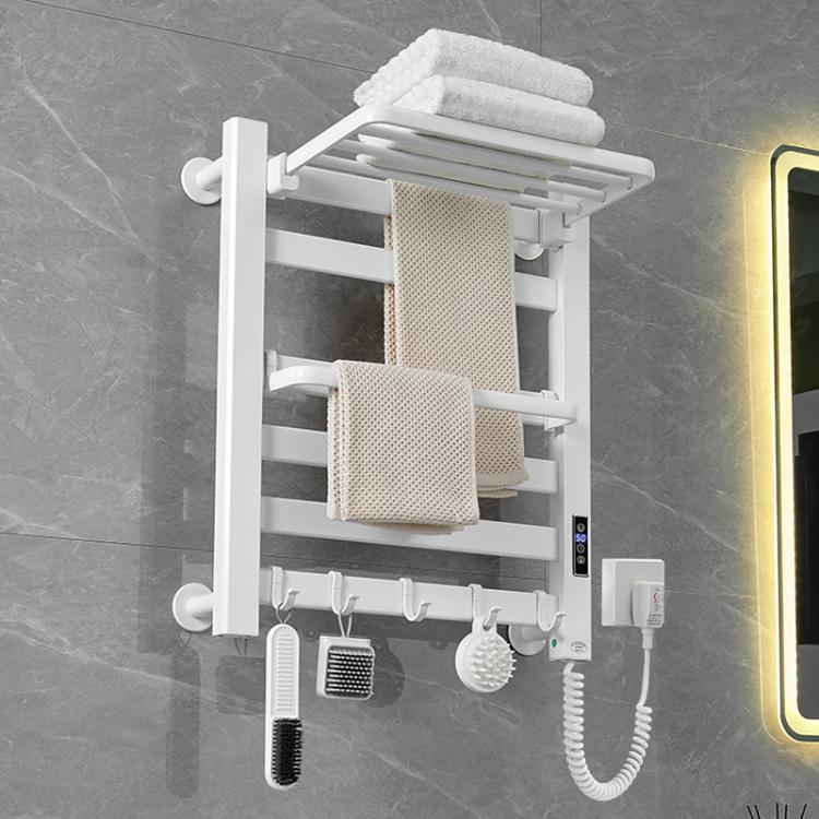 Smart Touchscreen Display Electric Heated Towel Rack Bathroom Drying Rack, Large Platinum Right Wiring, Large Platinum Left Wiring, Large White Right Wiring, Large White Left Wiring, Large Black Right Wiring, Large Black Left Wiring