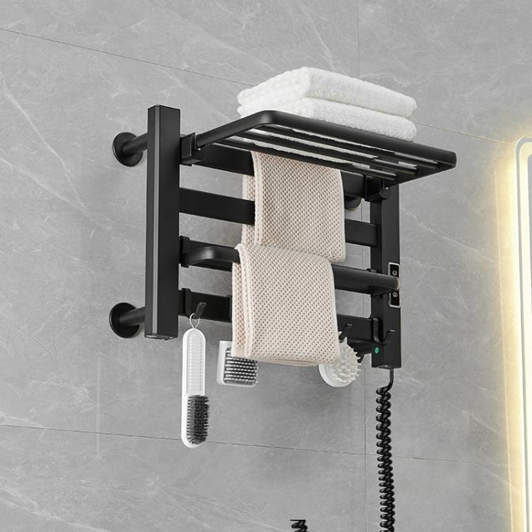 スマートタッチスクリーンディスプレイ電気加熱タオルラック浴室乾燥ラック、小ブラック右配線、小ブラック左配線