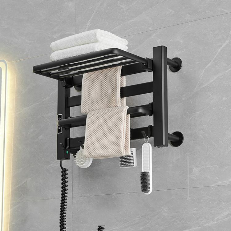 スマートタッチスクリーンディスプレイ電気加熱タオルラック浴室乾燥ラック、小ブラック右配線、小ブラック左配線