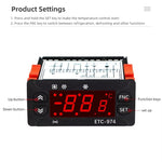 ETC-974 埋め込み型デジタル温度コントローラー 冷却、霜取り、ファン機能付き、ETC-974 220V、ETC-974 110V