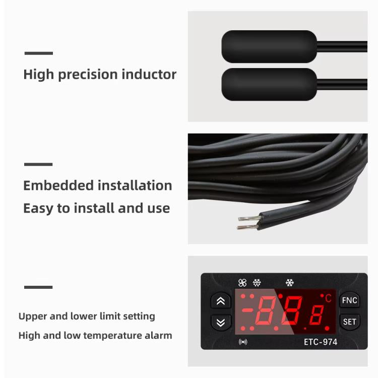ETC-974 埋め込み型デジタル温度コントローラー 冷却、霜取り、ファン機能付き、ETC-974 220V、ETC-974 110V