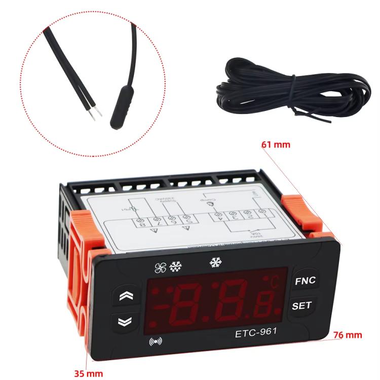 220V ETC-961 温度コントローラー 冷蔵霜取りアラーム校正機能付き、ETC-961 220V