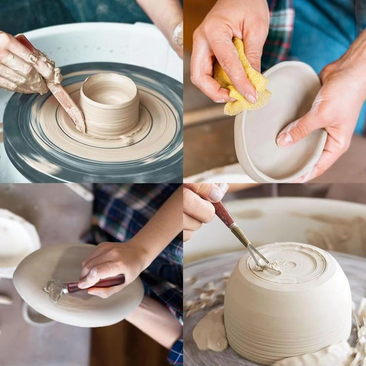 粘土工具セット ステンレス彫刻ナイフ ローズウッドハンドル付き ポリマークレイ、陶芸、モデリング、DIYクラフト用、17in1