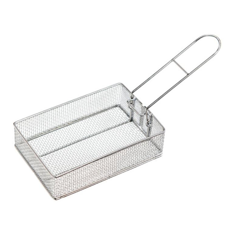 COOL CAMP キャンプ用ステンレス製折りたたみストレーナーフライバスケット アウトドア料理用 175 x 120 x 50mm