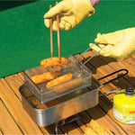 COOL CAMP キャンプ用ステンレス製折りたたみストレーナーフライバスケット アウトドア料理用 175 x 120 x 50mm