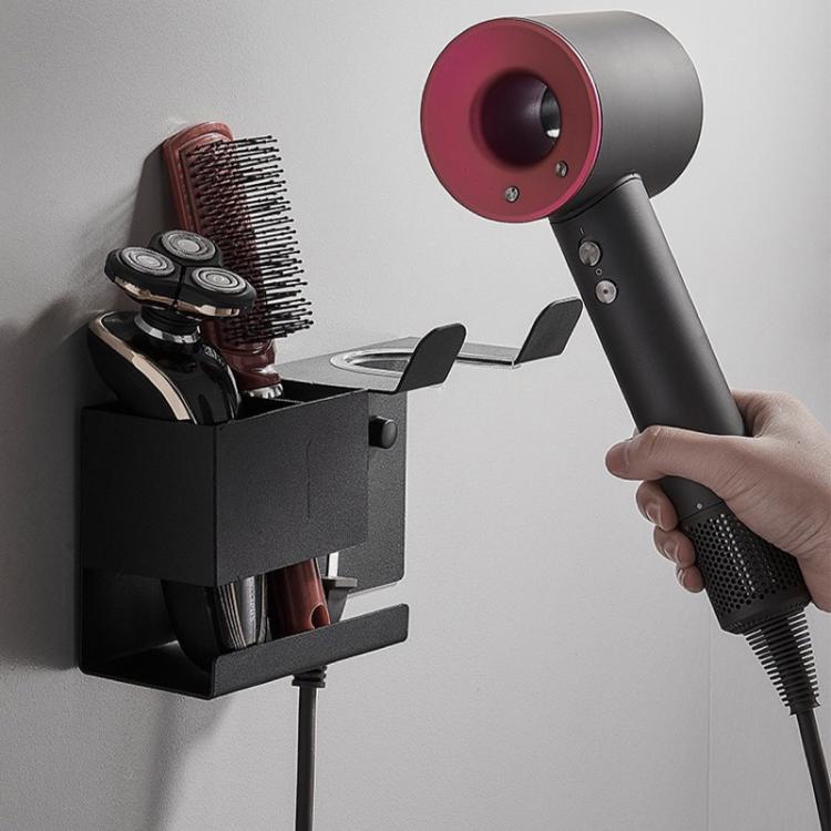 コードオーガナイザー付きユニバーサルヘアドライヤーホルダー壁掛け収納、ヘアスタイリングツール用、ドリル不要ブラック、ドリル不要ホワイト、ドリルありブラック、ドリルありホワイト
