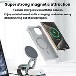 15W 3イン1 磁気ワイヤレス充電器 LEDカラフルライト付き 回転式デスクトップ充電スタンド