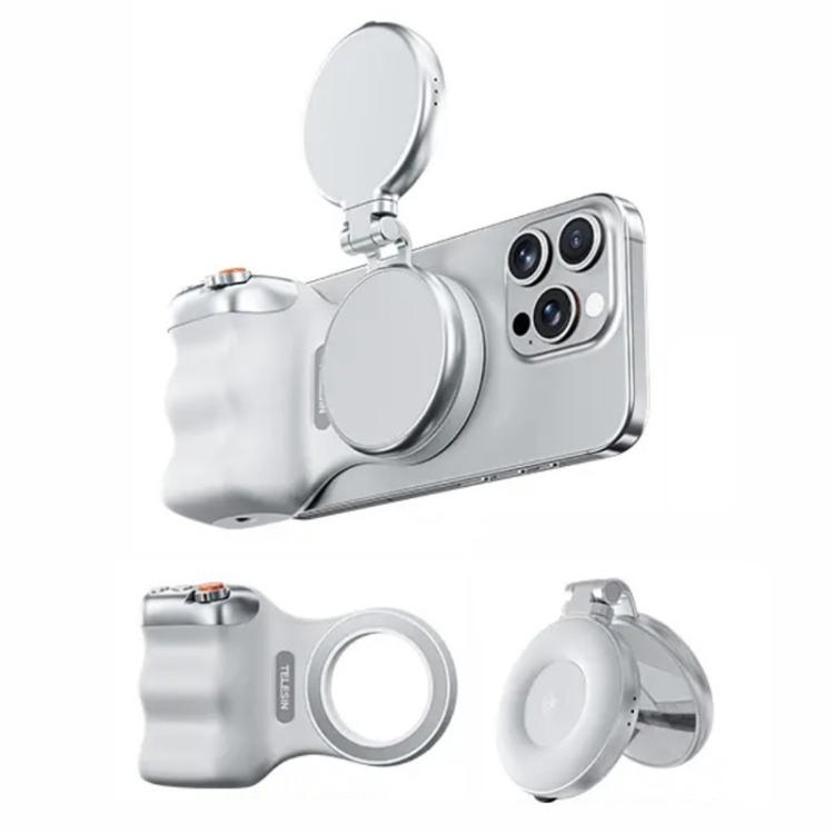 TELESIN Magnetic Phone Mounting Aid Photography Handle Remote Control Assistant, White Camera Grip+Silver Fill Light, White Camera Grip+Tripod+Silver Fill Light, White Camera Grip+White Fill Light, White Camera Grip+Tripod+White Fill Light             ...
