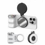 TELESIN 磁気スマホマウント補助撮影ハンドル リモコンアシスタント、ホワイトカメラグリップ＋シルバー補助光、ホワイトカメラグリップ＋三脚＋シルバー補助光、ホワイトカメラグリップ＋ホワイト補助光、ホワイトカメラグリップ＋三脚＋ホワイト補助光