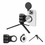 TELESIN 磁気スマホマウント補助撮影ハンドル リモコンアシスタント、ホワイトカメラグリップ＋シルバー補助光、ホワイトカメラグリップ＋三脚＋シルバー補助光、ホワイトカメラグリップ＋ホワイト補助光、ホワイトカメラグリップ＋三脚＋ホワイト補助光