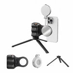 TELESIN 磁気スマホマウント補助撮影ハンドル リモコンアシスタント、ホワイトカメラグリップ＋シルバー補助光、ホワイトカメラグリップ＋三脚＋シルバー補助光、ホワイトカメラグリップ＋ホワイト補助光、ホワイトカメラグリップ＋三脚＋ホワイト補助光
