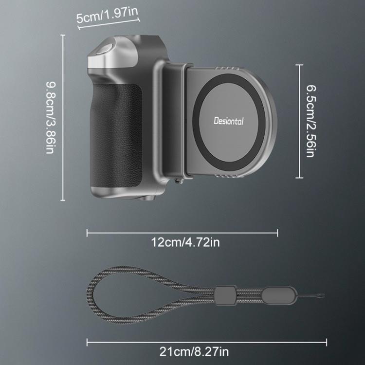 Desiontal GP-06 磁気伸縮式スマホ撮影グリップスタビライザーハンドル ライブ配信＆アウトドア自撮り用、GP-06
