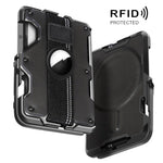 AirTag 第2世代 / AirTag 第1世代用 磁気メタルカードホルダー 電話スタンド付き、RFIDブロッキング、伸縮性リストストラップ