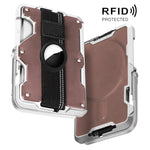AirTag 第2世代 / AirTag 第1世代用 磁気メタルカードホルダー 電話スタンド付き、RFIDブロッキング、伸縮性リストストラップ
