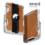 AirTag 第2世代 / AirTag 第1世代用 磁気メタルカードホルダー 電話スタンド付き、RFIDブロッキング、伸縮性リストストラップ