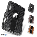 AirTag 第2世代 / AirTag 第1世代用 磁気メタルカードホルダー 電話スタンド付き、RFIDブロッキング、伸縮性リストストラップ