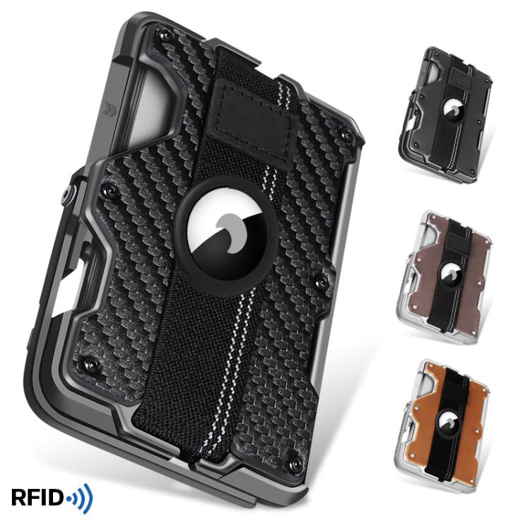 AirTag 第2世代 / AirTag 第1世代用 磁気メタルカードホルダー 電話スタンド付き、RFIDブロッキング、伸縮性リストストラップ
