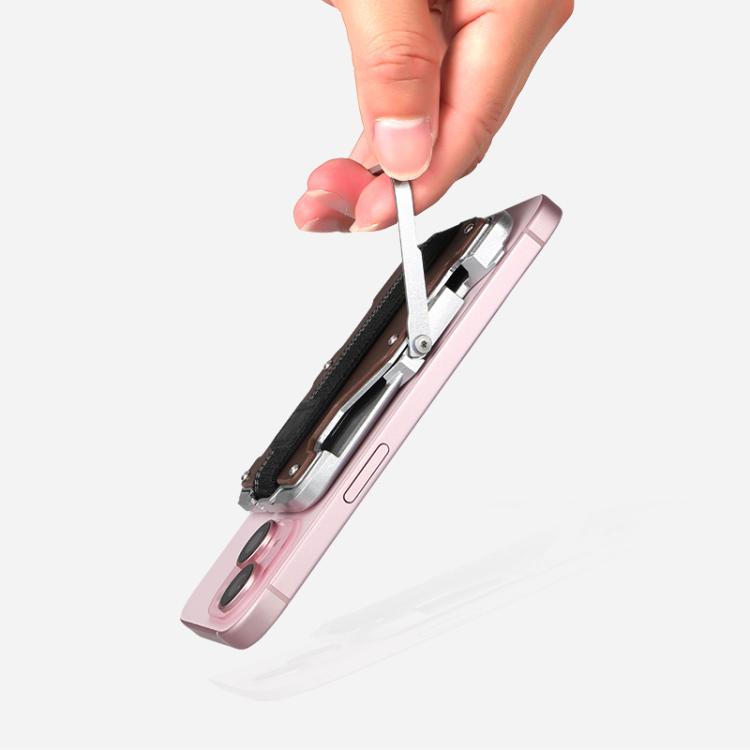 AirTag 第2世代 / AirTag 第1世代用 磁気メタルカードホルダー 電話スタンド付き、RFIDブロッキング、伸縮性リストストラップ