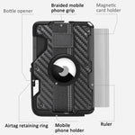AirTag 第2世代 / AirTag 第1世代用 磁気メタルカードホルダー 電話スタンド付き、RFIDブロッキング、伸縮性リストストラップ