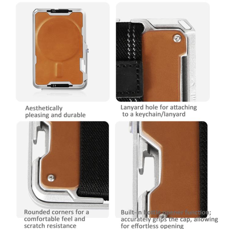 AirTag 第2世代 / AirTag 第1世代用 磁気メタルカードホルダー 電話スタンド付き、RFIDブロッキング、伸縮性リストストラップ
