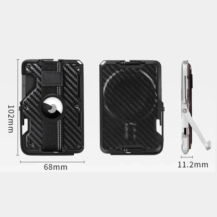 AirTag 第2世代 / AirTag 第1世代用 磁気メタルカードホルダー 電話スタンド付き、RFIDブロッキング、伸縮性リストストラップ