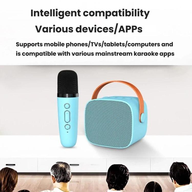取り外し可能マイク付きポータブルBluetoothスピーカー 子供・家族用カラオケセット スカイブルー二重マイク、ピンク二重マイク、ホワイト二重マイク、スカイブルー単一マイク、ピンク単一マイク、ホワイト単一マイク