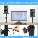 Clamp-On Desktop Speaker Stand Movable No-Drill Height Adjustable Speaker Holder, Single, Double