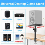 Clamp-On Desktop Speaker Stand Movable No-Drill Height Adjustable Speaker Holder, Single, Double
