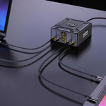 550W USB-C GaN 超高速充電 マルチポート 伸縮式ケーブルチャージャー、EUプラグ、USプラグ、UKプラグ、AUプラグ、KRプラグ