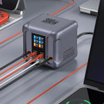 300W マルチポートチャージャー USBソケット付き 内蔵ケーブル、EUプラグ、USプラグ、UKプラグ、AUプラグ、KRプラグ
