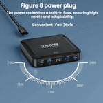 240W スマート急速充電器 磁気USB伸縮ケーブル＆マルチポート収納付き、EUプラグ、USプラグ、UKプラグ、AUプラグ、KRプラグ
