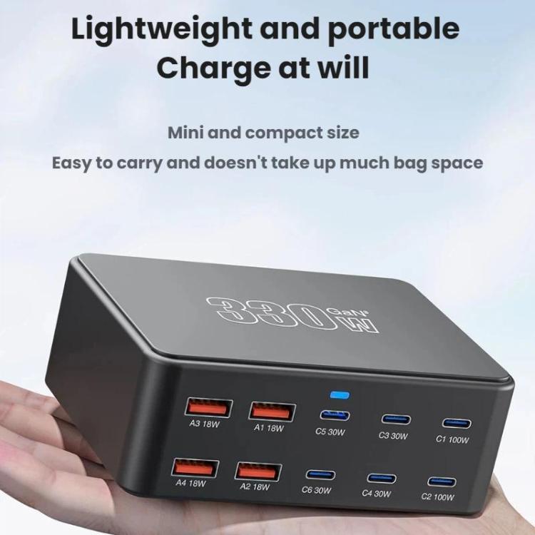330W GaN 超高速充電 マルチポートチャージャー、EUプラグ、USプラグ、UKプラグ、AUプラグ、KRプラグ