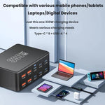 330W GaN 超高速充電 マルチポートチャージャー、EUプラグ、USプラグ、UKプラグ、AUプラグ、KRプラグ