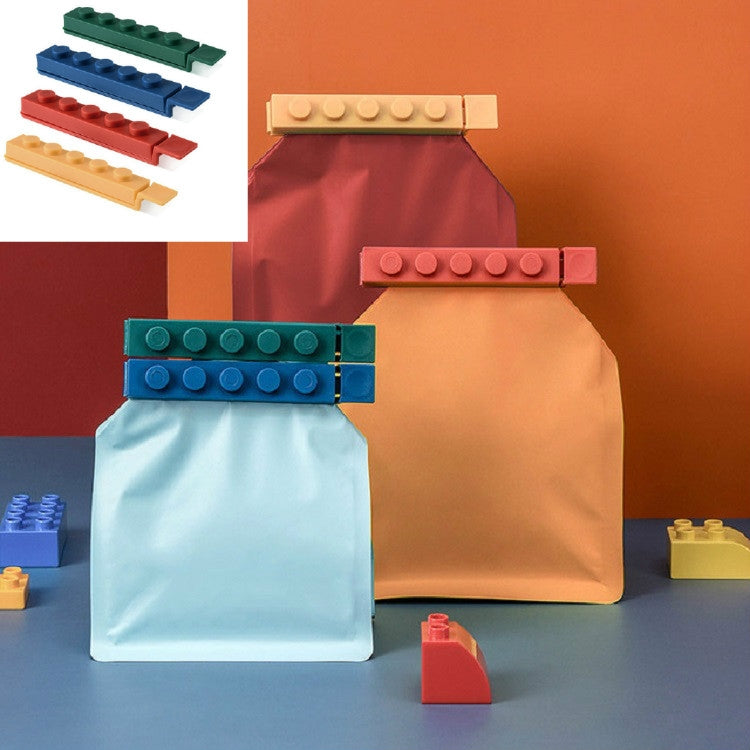 4個セット ブロック食品シールクリップ キッチン用フレッシュクリップ スナック用プラスチックバッグクリップ、シールクリップ