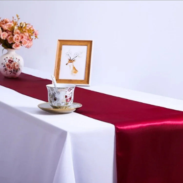 サテンテーブルクロスホームパーティー結婚式クリスマス装飾用、30×275cm