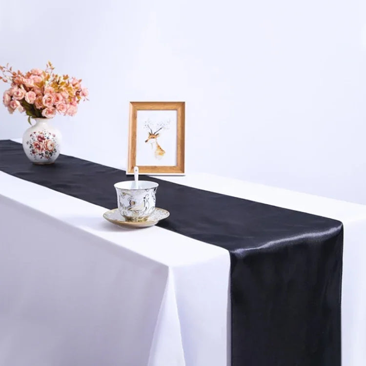 サテンテーブルクロスホームパーティー結婚式クリスマス装飾用、30×275cm