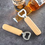 2個セット ステンレス製ビール瓶オープナー ゴム木製ハンドル付き クリエイティブギフト ソーダ瓶ドライバー、ハンドル付きビール瓶オープナー