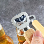 2個セット ステンレス製ビール瓶オープナー ゴム木製ハンドル付き クリエイティブギフト ソーダ瓶ドライバー、ハンドル付きビール瓶オープナー