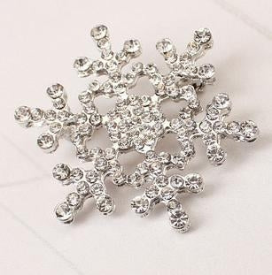 ファッションウォータードリルクリスマス雪の結晶ブローチ ゴールド、シルバー