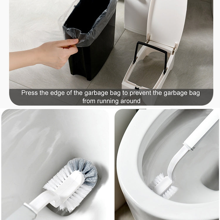 バスルームトイレブラシ 一体型プレス開閉蓋付き四角いゴミ箱セット ブラシ付き