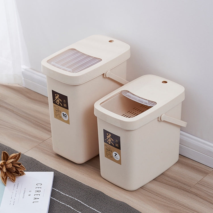 オフィス用プラスチック茶殻バケツ 茶殻廃棄バケツ プッシュ蓋付き携帯用ゴミ箱、7L、10L