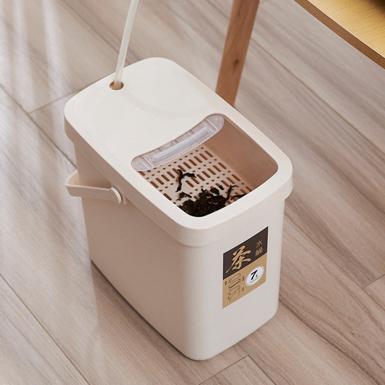 オフィス用プラスチック茶殻バケツ 茶殻廃棄バケツ プッシュ蓋付き携帯用ゴミ箱、7L、10L