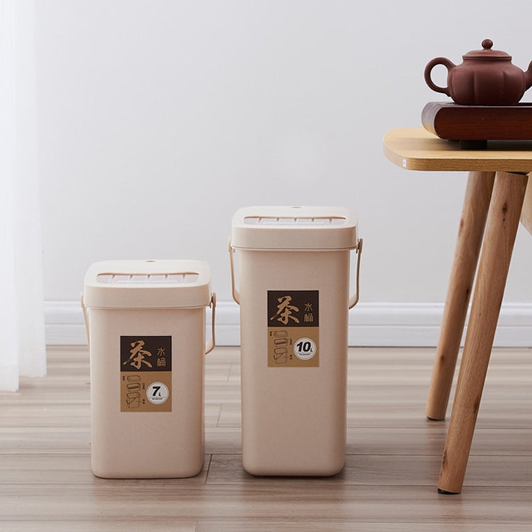 オフィス用プラスチック茶殻バケツ 茶殻廃棄バケツ プッシュ蓋付き携帯用ゴミ箱、7L、10L