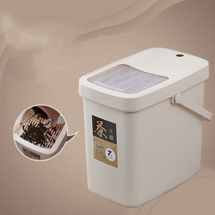 オフィス用プラスチック茶殻バケツ 茶殻廃棄バケツ プッシュ蓋付き携帯用ゴミ箱、7L、10L