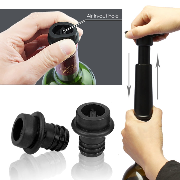 赤ワイン真空ポンプフレッシュナーシリコン製ワインストッパーセット、黒ポンプ2個ストッパー（OPP袋）、黒ポンプ2個ストッパー（箱）、2個ストッパー三穴（OPP袋）、黒ポンプ三点セット箱