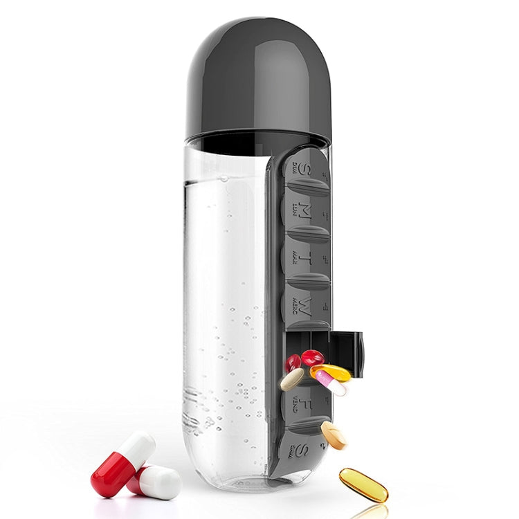600ML プラスチックウォーターボトル 毎日用ピルボックスオーガナイザー 飲料ボトル
