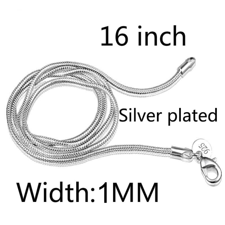 銀メッキ スネークボーンチェーン ネックレス 女性用 薄型ネックレス 1mm 16インチ、1mm 18インチ、1mm 22インチ、1mm 24インチ、1mm 26インチ、1mm 28インチ